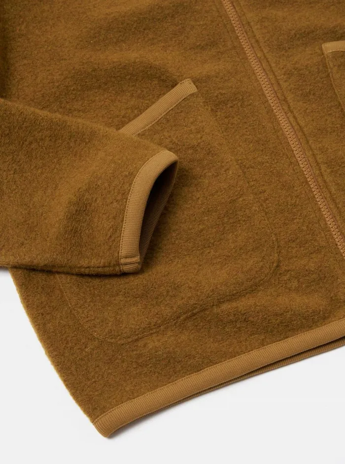 Zip Bomber In Mustard Wool Fleece Men Universal Works Fleece