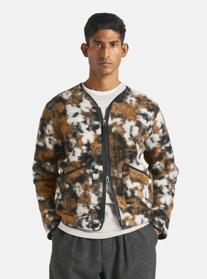 Zip Liner Jacket In Brown Ylang Flower Fleece Men Universal Works Fleece